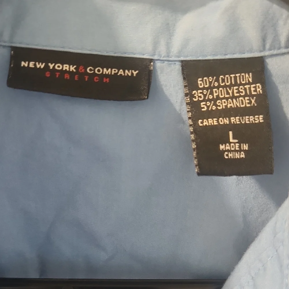 New York & Company Light Blue Stretch Shirt - Picture 2 of 3